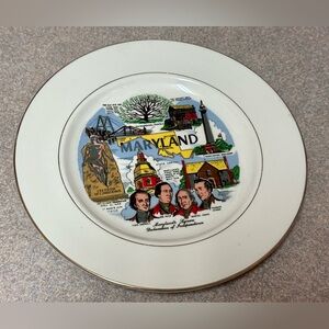 Vintage Maryland Souvenir Plate by Homer Laughlin – Collectible, Made in the USA